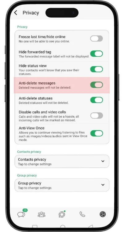 Anti-Deleted Messages Feature