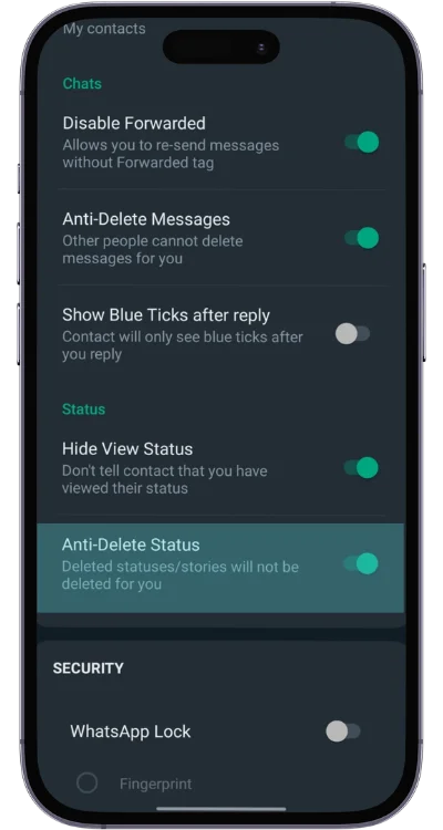 Anti-Deleted Status Feature