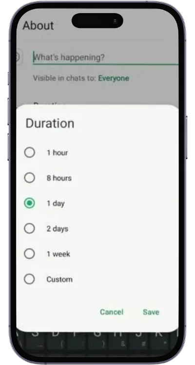 Longer Status Duration - in GB WhatsApp